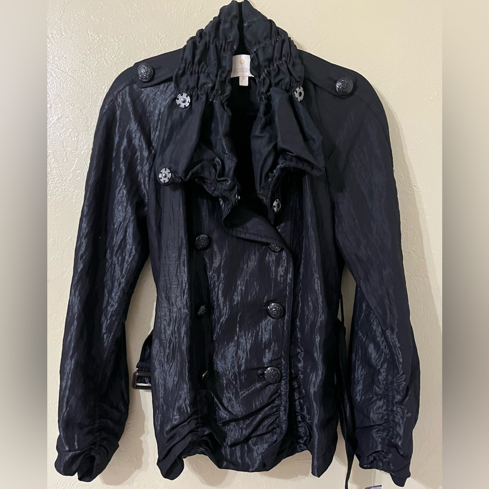 NWT Etcetera crushed textured ruffle collar dress jacket size 6 - Picture 3 of 6